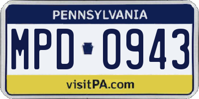 PA license plate MPD0943