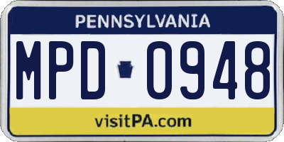 PA license plate MPD0948