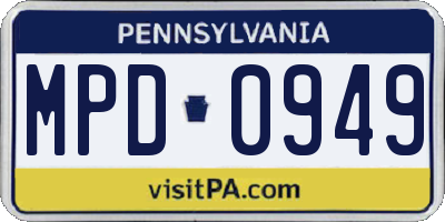 PA license plate MPD0949