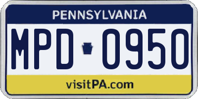 PA license plate MPD0950