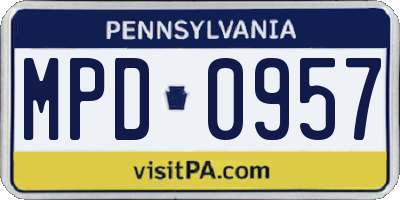 PA license plate MPD0957
