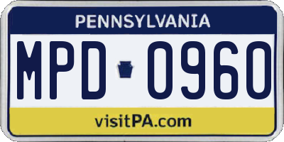 PA license plate MPD0960