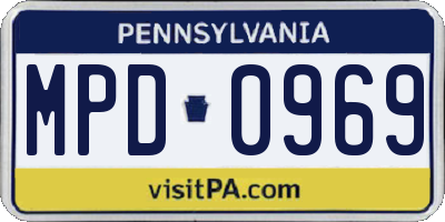 PA license plate MPD0969