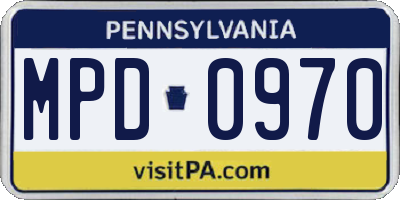 PA license plate MPD0970