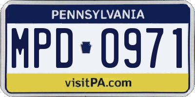 PA license plate MPD0971