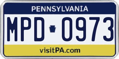 PA license plate MPD0973