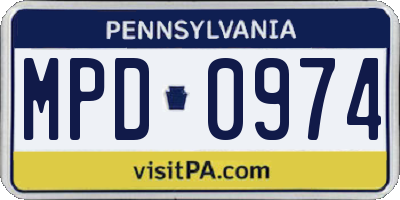 PA license plate MPD0974