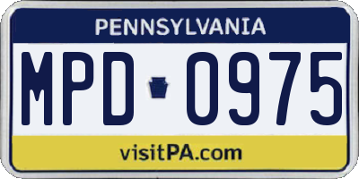 PA license plate MPD0975