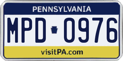 PA license plate MPD0976