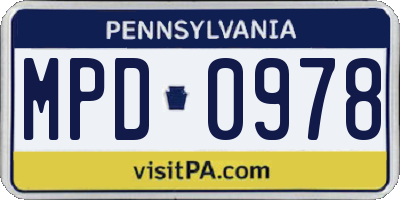 PA license plate MPD0978