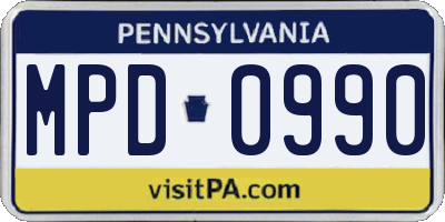 PA license plate MPD0990