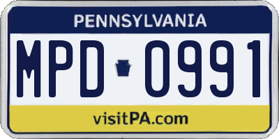 PA license plate MPD0991