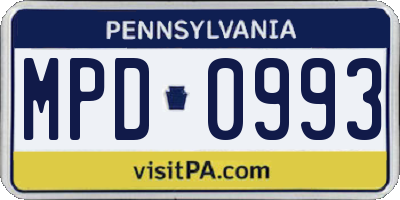 PA license plate MPD0993