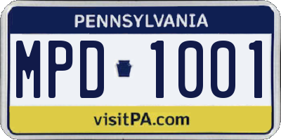 PA license plate MPD1001