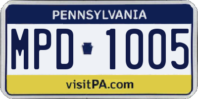 PA license plate MPD1005