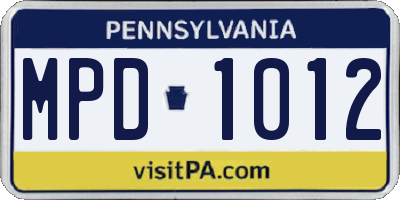 PA license plate MPD1012