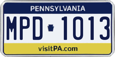 PA license plate MPD1013