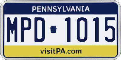 PA license plate MPD1015