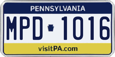 PA license plate MPD1016