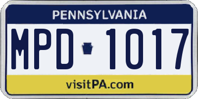 PA license plate MPD1017