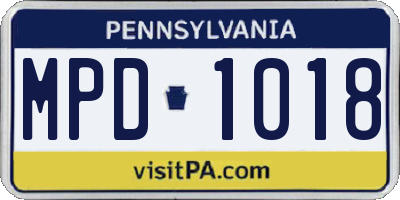 PA license plate MPD1018