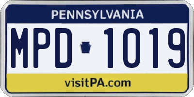 PA license plate MPD1019