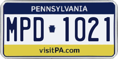 PA license plate MPD1021