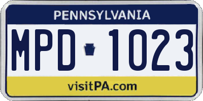 PA license plate MPD1023