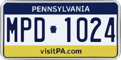 PA license plate MPD1024