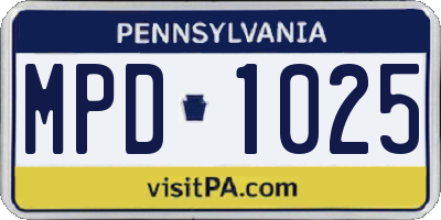 PA license plate MPD1025