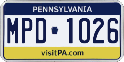 PA license plate MPD1026