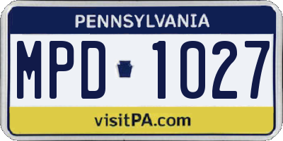 PA license plate MPD1027