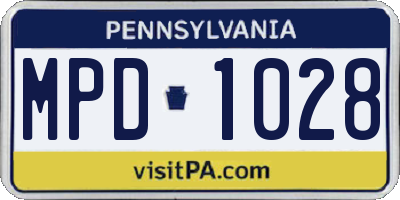 PA license plate MPD1028