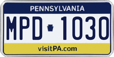 PA license plate MPD1030