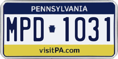 PA license plate MPD1031