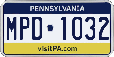 PA license plate MPD1032