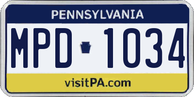 PA license plate MPD1034