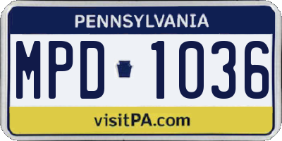 PA license plate MPD1036