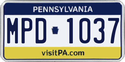 PA license plate MPD1037