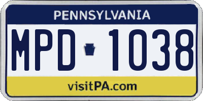 PA license plate MPD1038