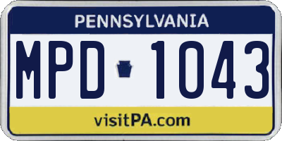 PA license plate MPD1043