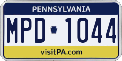 PA license plate MPD1044