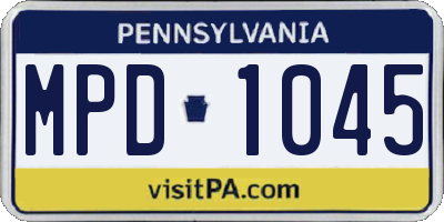 PA license plate MPD1045