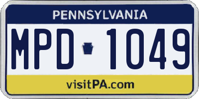 PA license plate MPD1049