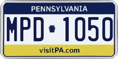 PA license plate MPD1050