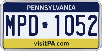 PA license plate MPD1052
