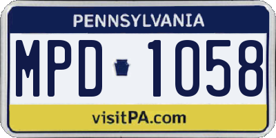 PA license plate MPD1058