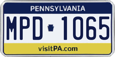 PA license plate MPD1065