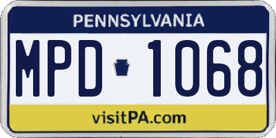 PA license plate MPD1068