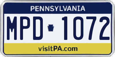 PA license plate MPD1072